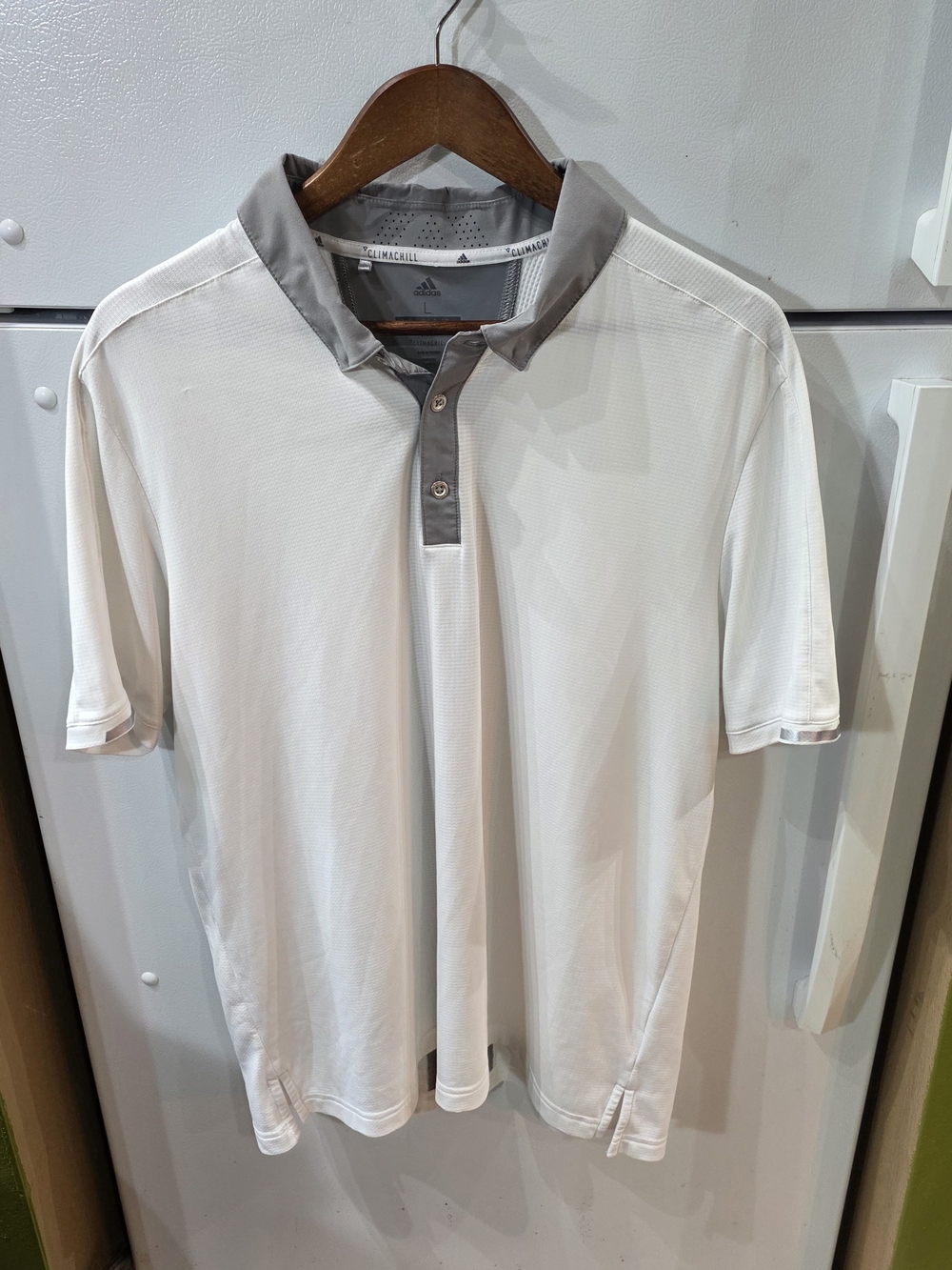adidas Men’s White Polo with Gray Collar